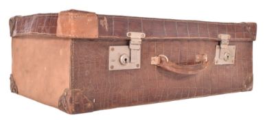 MID CENTURY 1950S CROCODILE SKIN TRAVEL SUITCASE