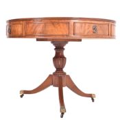 19TH CENTURY FLAME MAHOGANY CIRCULAR DRUM RENT TABLE