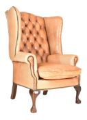 20TH CENTURY QUEEN ANNE REVIVAL TAN BROWN LEATHER ARMCHAIR