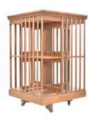 VICTORIAN LATE 19TH CENTURY OAK WOOD REVOLVING BOOKCASE