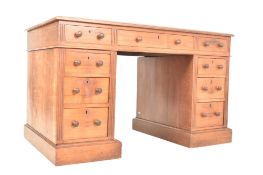 19TH CENTURY OAK WOOD TWIN PEDESTAL OFFICE WRITING DESK
