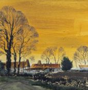 MICHAEL DAVID BARNFATHER (B. 1934) - FELHAMPTON FARM - 1968 OIL ON PANEL