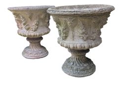 PAIR OF 20TH CENTURY RECONSTITUTED STONE MEDICI STYLE URNS