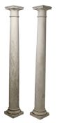 PAIR OF CLASSICAL INSPIRED CARVED STONE EFFECT FIBREGLASS ENTRANCE DECORATIVE COLUMNS