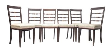 SET OF SIX 19TH CENTURY INLAID MAHOGANY DINING CHAIRS