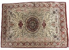 20TH CENTURY PERSIAN TABRIZ HAND WOVEN SILK SIGNED CARPET RUG