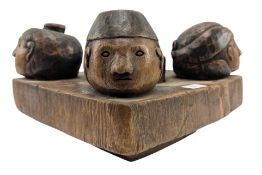 BELIEVED JAVANESE CARVED HARDWOOD FIGURATIVE ASHTRAY