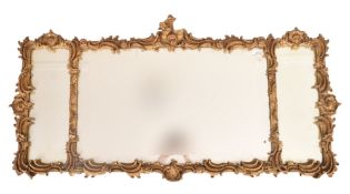 FRENCH LOUIS XVI 19TH CENTURY GILTWOOD TRIPTYCH WALL MIRROR
