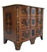 FRENCH WALNUT & SPECIMEN WOODS MARQUETRY SERPENTINE FRONT CHEST