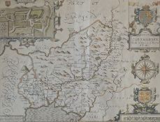 JOHN SPEED - CAERMARDEN BOTH SHYRE AND TOWNE 1662 MAP FRAMED