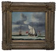 CIRCLE OF WILLEM VAN DE VELDE THE YOUNGER (1633-1707) - OIL ON BOARD MARITIME PAINTING