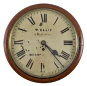 W. ELLIS NOTTING HILL - 19TH CENTURY MAHOGANY FUSEE STATION WALL CLOCK