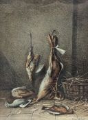 WILLIAM CRUICKSHANK (1848-1922) - WATERCOLOUR PAINTING DEPICTING GAME BIRDS & RABBIT