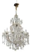 ITALIAN EARLY 20TH CENTURY MARIA THERESA INSPIRED CRYSTAL & GLASS TEN-ARM CHANDELIER