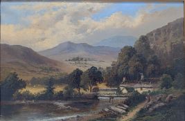 GEORGE BATES - 19TH CENTURY 1878 WELSH OIL ON CANVAS LANDSCAPE PAINTING