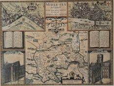 MIDDLESEX - JOHN NORDEN & JOHN SPEED C.1720 HAND COLOURED MAP
