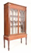 EDWARDIAN MAHOGANY INLAID ASTRAGAL DISPLAY VITRINE CABINET