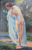 SUZANNE DAYNES GRASSOT (FRENCH SCHOOL) - UNTITLED BATHER OIL ON CANVAS