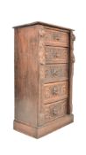 19TH CENTURY VICTORIAN CARVED OAK WELLINGTON CHEST