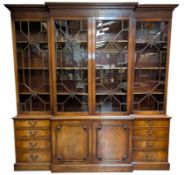 BANKS OF BRISTOL - LARGE MAHOGANY BREAKFRONT LIBRARY BOOKCASE