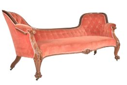 19TH CENTURY ROSEWOOD UPHOLSTERED DOUBLE SCROLL END SETTEE