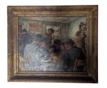 FRENCH SCHOOL 1932 OIL ON PANEL CARD PLAYERS PAINTING