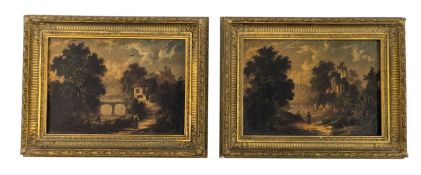 ENGLISH ROMANTIC SCHOOL - PAIR OF 19TH CENTURY OIL ON CANVAS LANDSCAPE PAINTINGS