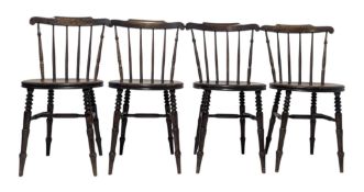 SET OF 19TH CENTURY VICTORIAN BEECH WOOD PENNY / WINDSOR CHAIRS