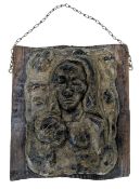 MEDIEVAL INSPIRED ITALIAN COMPOSITE STONE RELIEF ECCLESIASTIC CARVING OF THE MATERNITY