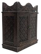 ANGLO-INDIAN 19TH CENTURY CARVED OAK TWIN DOOR CABINET