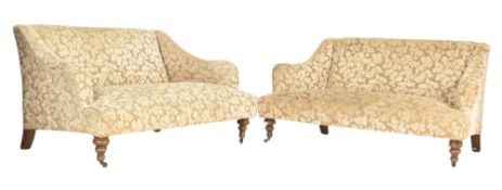 VICTORIAN REVIVAL MATCHING PAIR OF TWO SEATER SOFA SETTEES