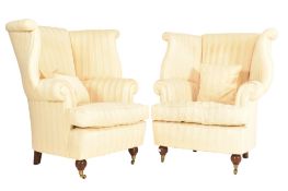 WADE FURNITURE - PAIR OF CONTEMPORARY WINGBACK ARMCHAIRS