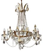 FRENCH BELLE EPOQUE EARLY 20TH CENTURY GILT & GLASS CHANDELIER
