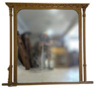 FRENCH LOUIS XVI STYLE 19TH CENTURY GILTWOOD & GESSO OVERMANTEL MIRROR