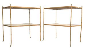 PAIR OF LATE 19TH / EARLY 20TH CENTURY FAUX BAMBOO BRASS TABLES