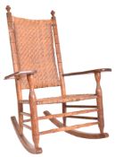 AMERICAN 19TH CENTURY CANE WOVEN & FAUX BAMBOO ROCKING CHAIR