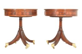 WADE FURNITURE - PAIR OF REGENCY REVIVAL MAHOGANY DRUM TABLES