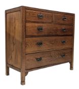 ARTS & CRAFTS CIRCA 1920S OAK CHEST OF DRAWERS - P. E. GANE LTD, COLLEGE GREEN, BRISTOL