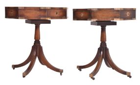 PAIR OF REGENCY REVIVAL 19TH CENTURY OAK OCTAGONAL WRITING TABLES