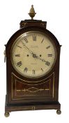 W. CRIBB, SOUTHAMPTON ROW, LONDON - REGENCY MAHOGANY & BRASS INLAID MANTEL CLOCK