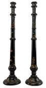 PAIR OF 19TH CENTURY TALL CHINESE CHINOISERIE CANDLESTICKS