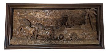 20TH CENTURY INDONESIAN BALINESE WOOD WALL HANGING PANEL