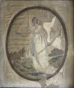 GEORGE III 18TH CENTURY SILK WORK EMBROIDERY FIGURAL PICTURE