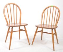 ERCOL - PAIR OF BEECH MID 20TH CENTURY DINING CHAIRS