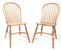 PAIR OF ELM STICK BACK COUNTRY FARMHOUSE DINING CHAIRS