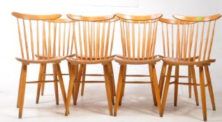 EIGHT VINTAGE ERCOL MANNER STICKBACK DINING CHAIRS