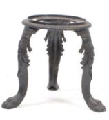 LATE 19TH CENTURY CAST IRON THREE LEGGED PLANT STAND JARDINIERE