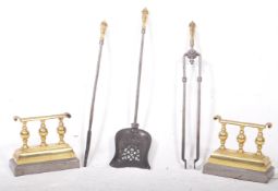 19TH CENTURY FIRESIDE COMPANION SET & ANDIRONS