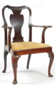 19TH CENTURY GEORGE III LARGE DESK CHAIR ARMCHAIR