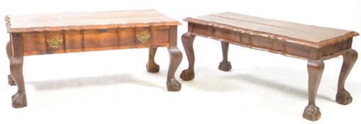 TWO GEORGIAN STYLE 20TH CENTURY QUEEN ANNE REVIVAL COFFEE TABLES
